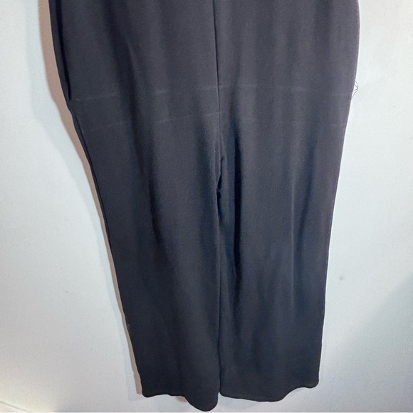 SMASH + TESS Sz L V-Neck Jumpsuit Wide Leg Seam Pockets Patch Front Pocket Black - Picture 8 of 10